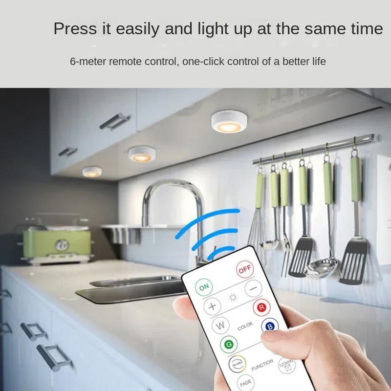 RGB LED Schrankleuchte Pucklampe 16 Farben Timer Fernbedienung Unterregal Küchenarbeitsplatte Kleiderschrank Beleuchtung Dekor