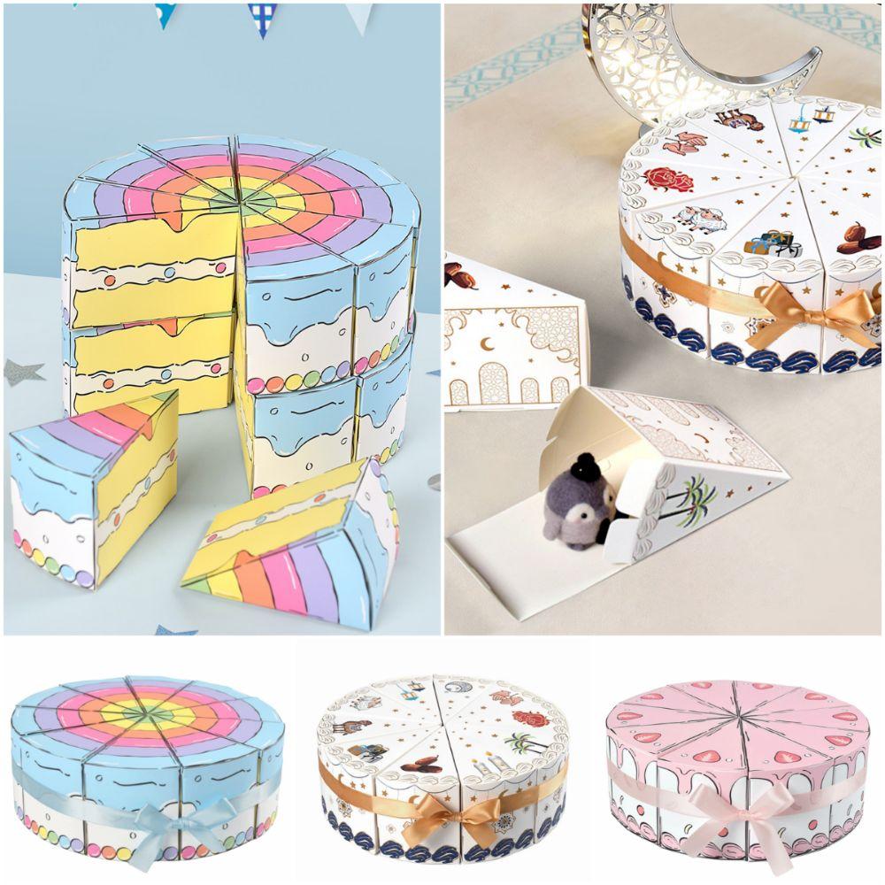 10 ks Vícebarevná trojúhelníková dárková krabička na dort Kreslená dárková balicí krabička Nová dárková krabička Stolní ozdoba