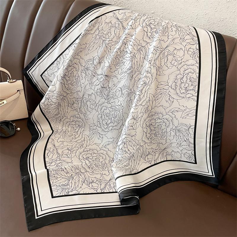 Fashion Scarves For Women Shawl Print Silk Satin Hijab Scarf Female Bandana 70*70Cm Luxury  Square Shawls Scarfs For Ladies