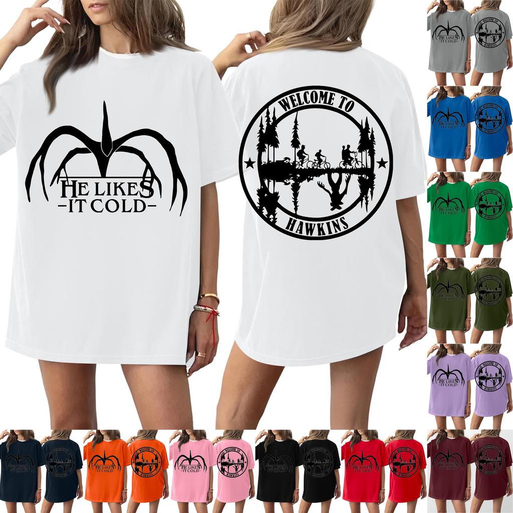 Women's Round Neck Printed Short-sleeved T-shirt Top