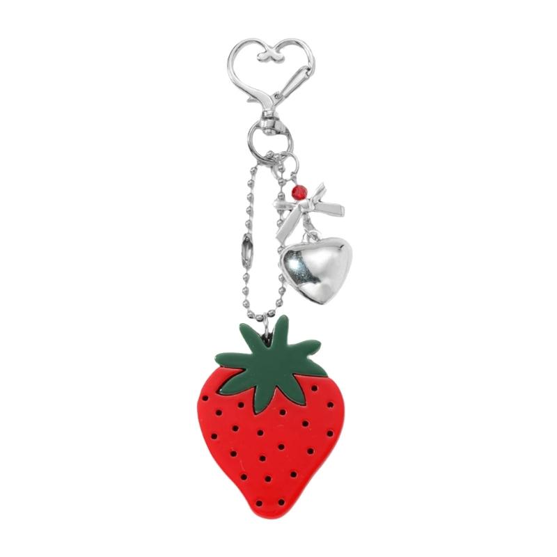 Cute Fruit Keychain Bag Charm With Cherry Strawberry Design Acrylic Alloy Hanging Accessory For Purse Backpack