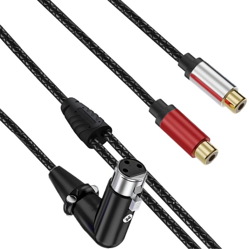 2RCA Female To 3Pin Female Sound Unbalanced Cable 3Pin To Double 2RCA Female Splitter Patching Cord Microphone Cable