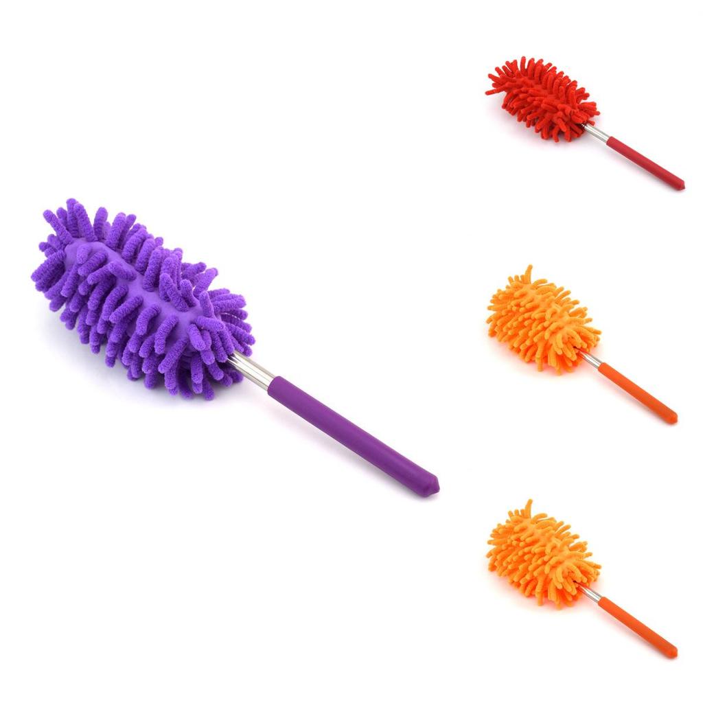 Stainless Steel Extendable Duster With Synthetic Fiber Head For Home Cleaning