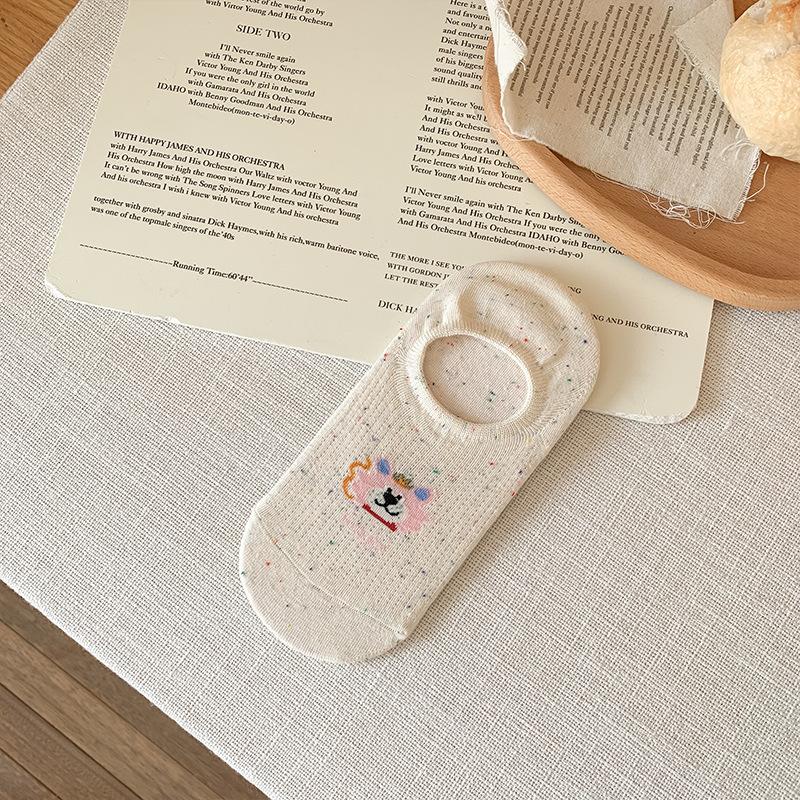 

Летние тонкие мультяшные носки-невидимки с щенком для девочек-лодочек, силиконовые противоскользящие и не соскальзывающие, и носки с мелким узором в горошек с низкой посадкой 1 pair