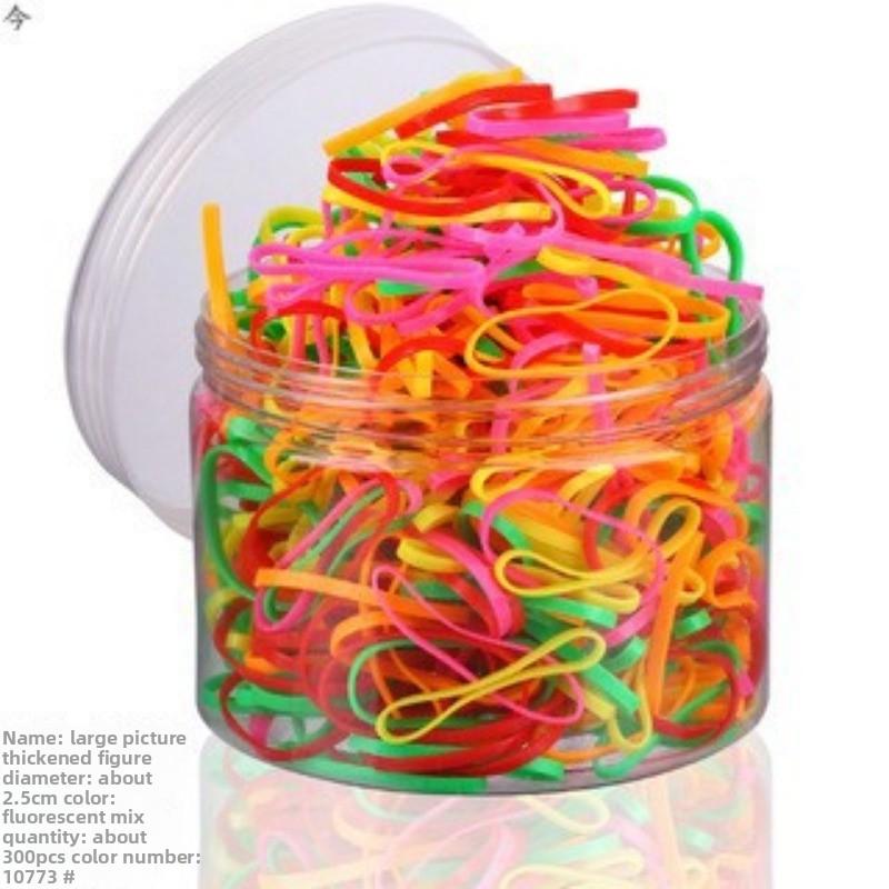 Hochelastisches Eimer-Gummiband Kleine Schlaufe Einweg-Gummiband Kinder Kleines Mädchen Haargummi Schwarz und Bunt Haarband