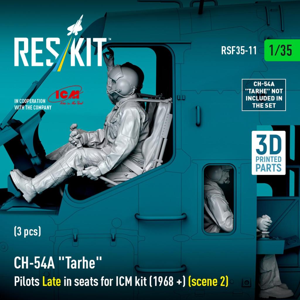 Reskit Tarhe Crew Late 3 Pieces Plastic Model Parts 1/35 CH-54A w/Seat 1968- (for ICM) RSKF35-0011 (Airplane)