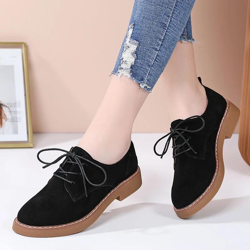 Vintage  Spring/Autumn Women'S Shoes British Style Single Shoe Small Leather Shoes With Lace-Up Casual Shoes