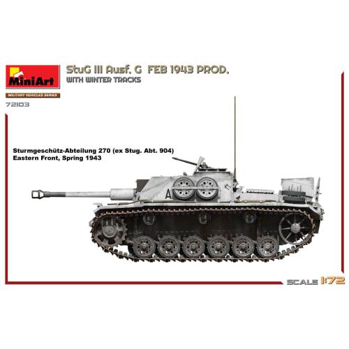 Miniart 1/72 Scale German Sturmgesch?tz III Ausf. G, Manufactured In February 1943 with Winter Tracks, Plastic Model Kit, Model MA72103