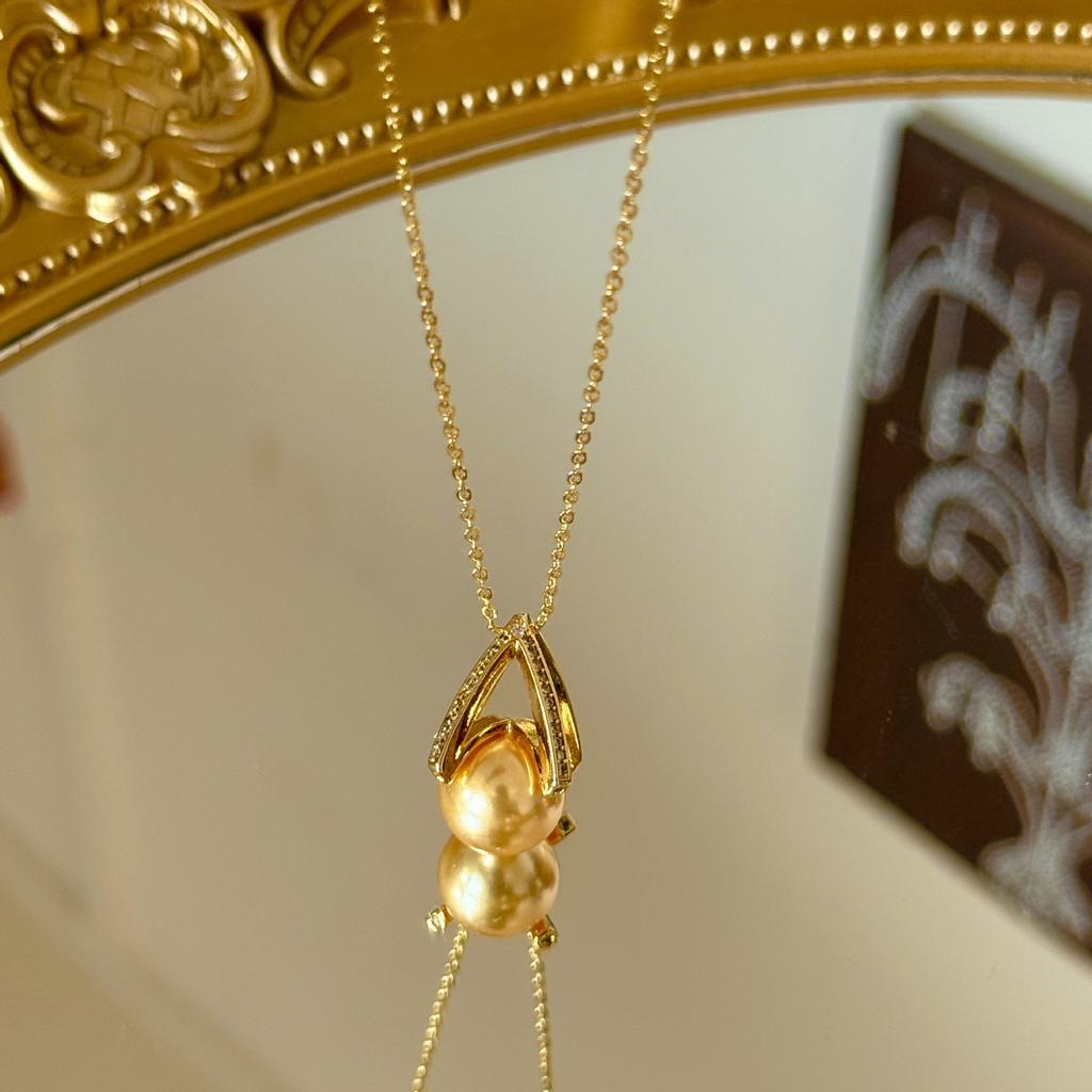 Light Luxury Exquisite Sweet Compact Pearl Ring Necklace Earrings Gold Jewelry Three-Piece Set