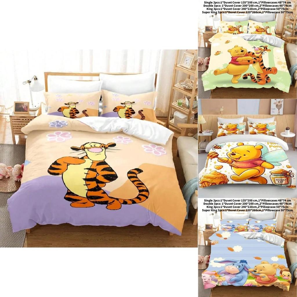 Set Biancheria da Letto per Bambini Winnie the Pooh in Flanella e Colori Vivaci per Decorazione Stanza Bambini