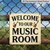 2D Flat - 1pc, Vintage Aluminum Sign, Outdoor Plaque & Wall Decor, Welcome To Our Music Space Sign, Studio Wall Art, Living Room Decoration