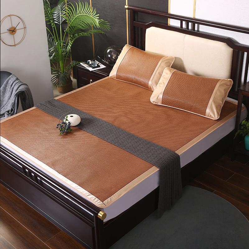 Summer Double-Sided Foldable Rattan and Ice Silk Cooling Mat