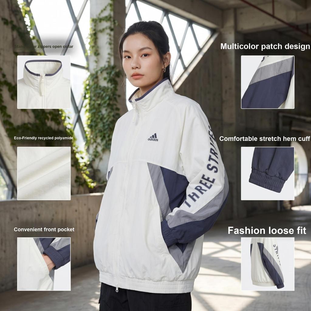 adidas Oversized Fit Printed Colorblock Sports Casual Jacket Unisex Outerwear Han-Jade-White IT4361