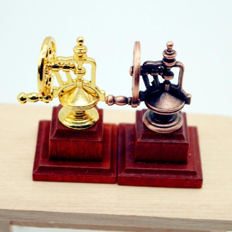 Miniature Retro Hand Cranked Sander Model Retro Design For Dollhouses Decoration And Collectible Item Alloy And Wood