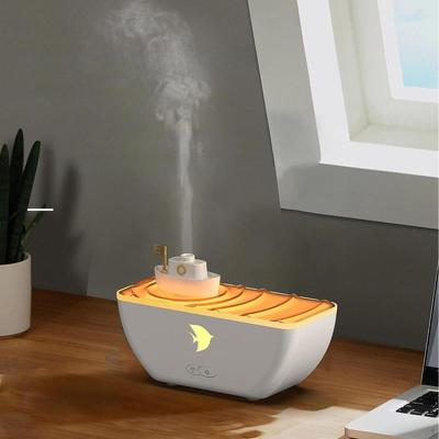 Boat Mini Humidifier with Colorful Lighting 300ml Capacity for Office and Hotel Environments