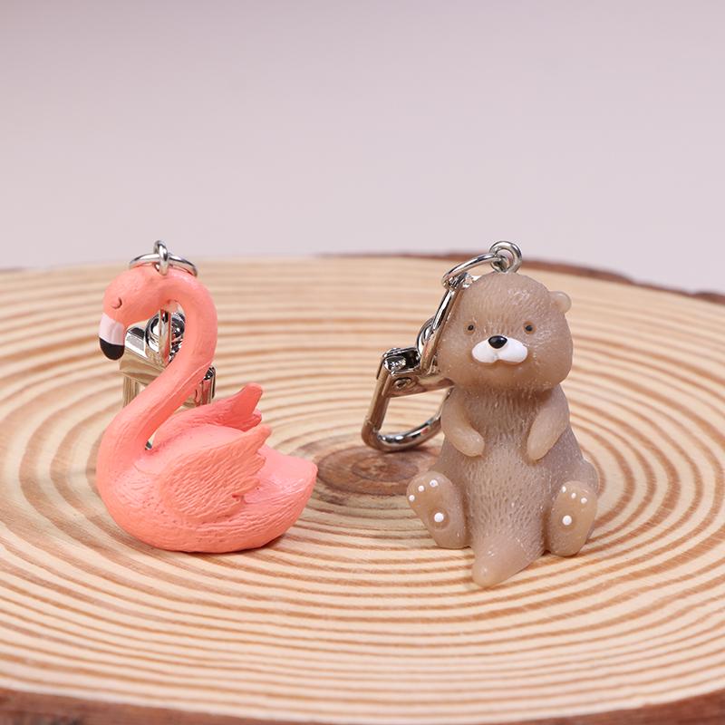 Söta 3D Utter Koala Flamingo Djur Nyckelringar Nyckelring För Kvinnor Män Tecknad Hänge Väska Nyckelhållare Tillbehör
