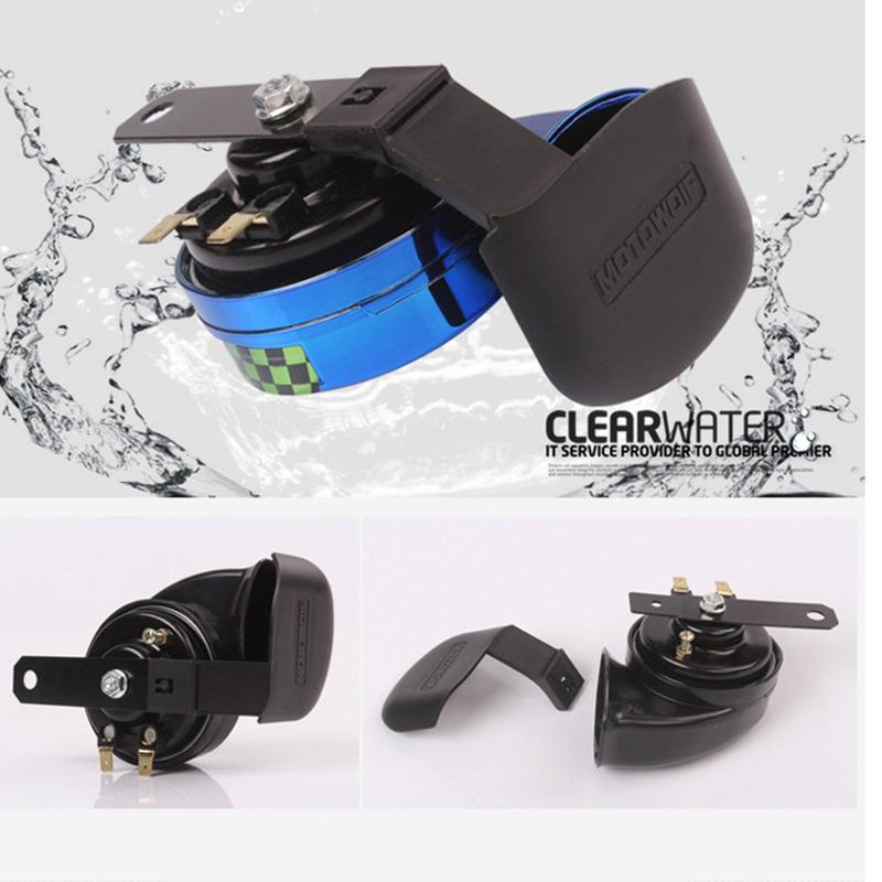 12V Waterproof 130DB Snail Air Motorcycle Horn Siren Loud For Car Truck Motorbike ATV Scooter Boat Black/Red/Blue/Golden/Silver