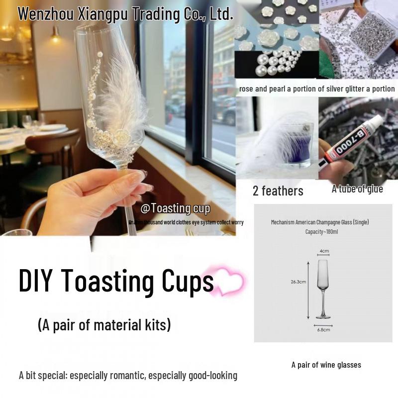 Purple Tassel Mosaic Butterfly Champagne Toasting Glass DIY Kit for Weddings
