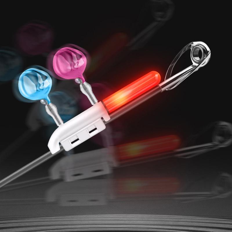 Fishing Bite Alarms Fishing Rod Double Bell Rod Clamp Tip Induction Lamp Bright Night Flash Led Without Battery Tackle Flash Led