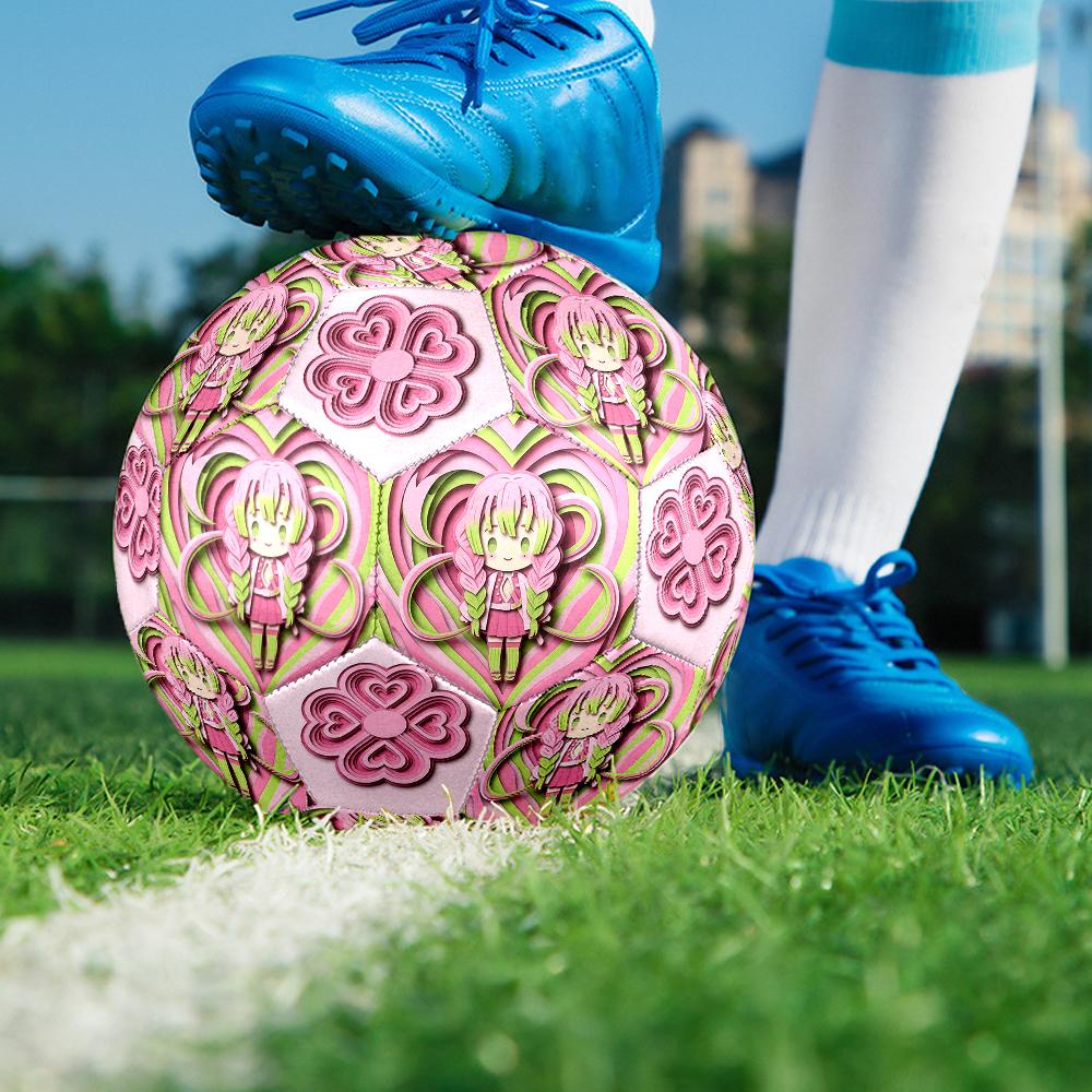 1pc Demon Slayer Kimetsu No Yaiba Football Soccer Ball Size 5 Indoor Soccer Ball Fashion Colorful  Backyard Game -Great For Sports Fans Gift HE12