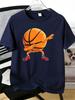 Unisexs Tee Cartoon Dancing Basketball Character Print Cotton Short Sleeve Male Casual Streetwear Outdoor Daily Basic Fashion Top