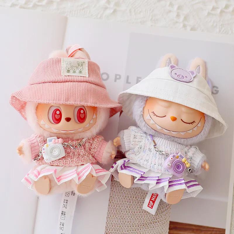 

Labubu Doll Clothes Set for V1/V2 Dolls Macaron JK Pleated Skirt with Camera and Shoes No doll