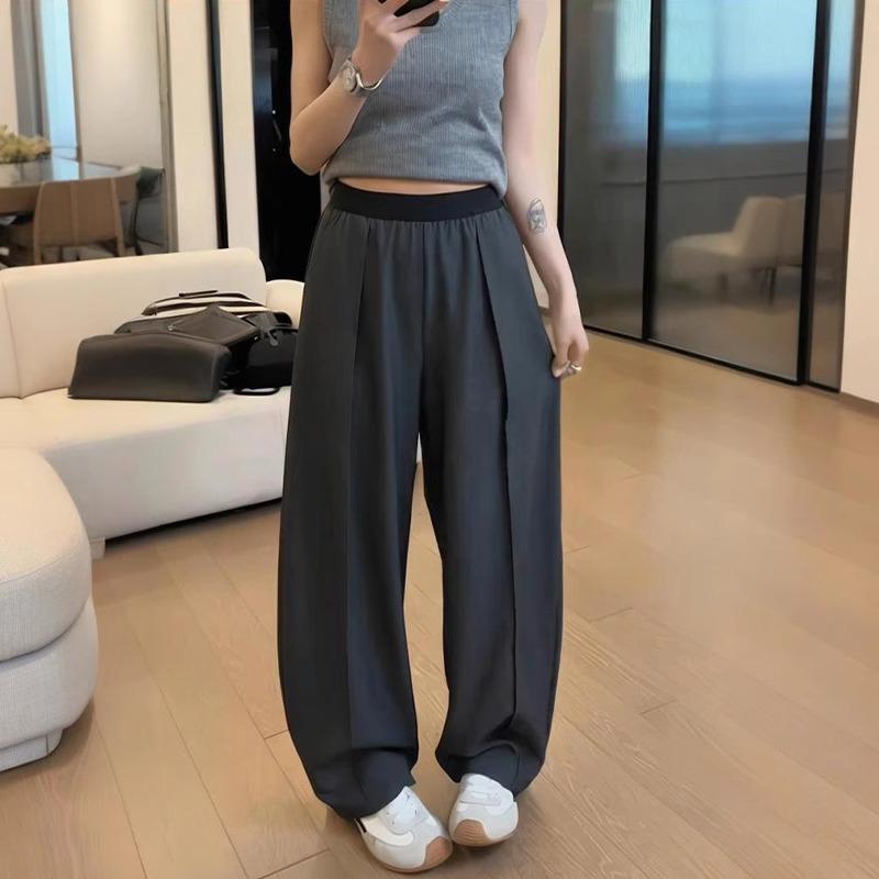 Women's Plus Size Gray High-Waist Wide-Leg Suit Pants - Autumn 2025 Arrival