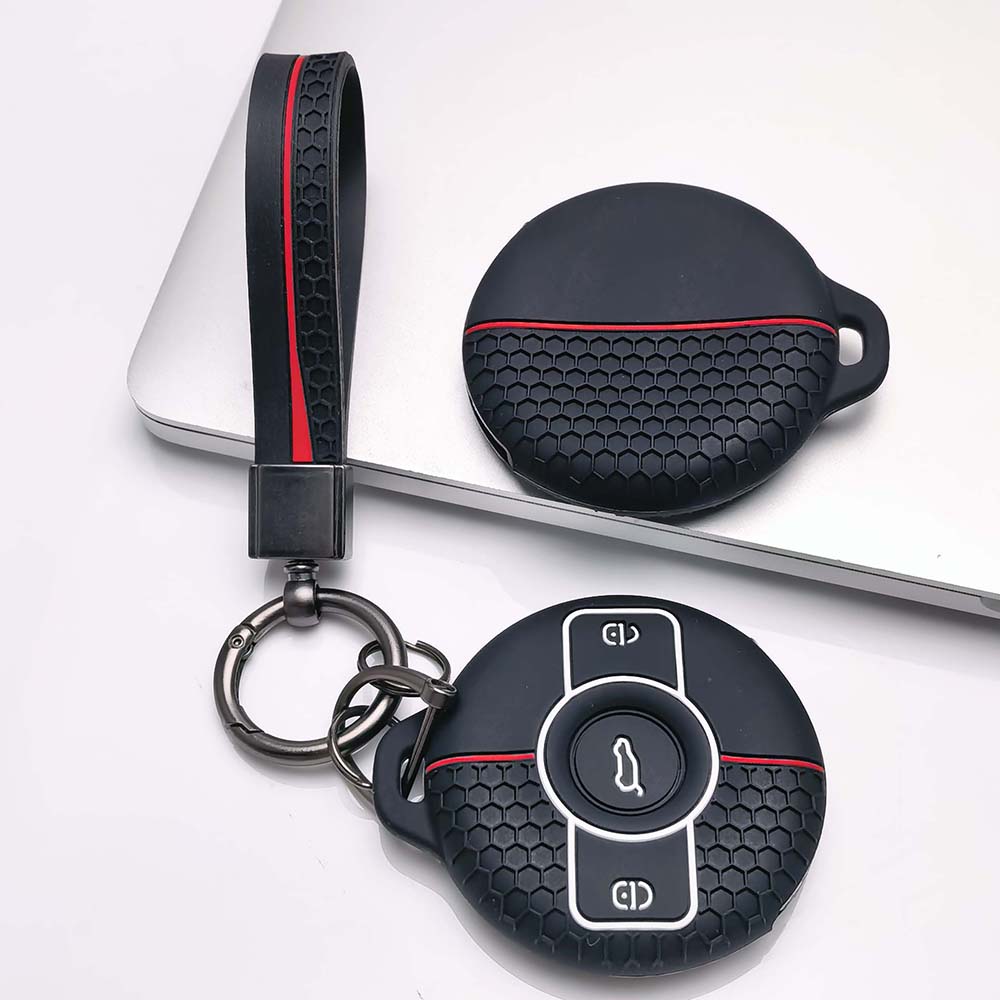 Key Holder Cover for Mercedes with Keychain For Smart 1 Smart 3 Anti-Scratch Anti-Shock Keychain Holder Anti-Scratch Guard Soft Grip Texture