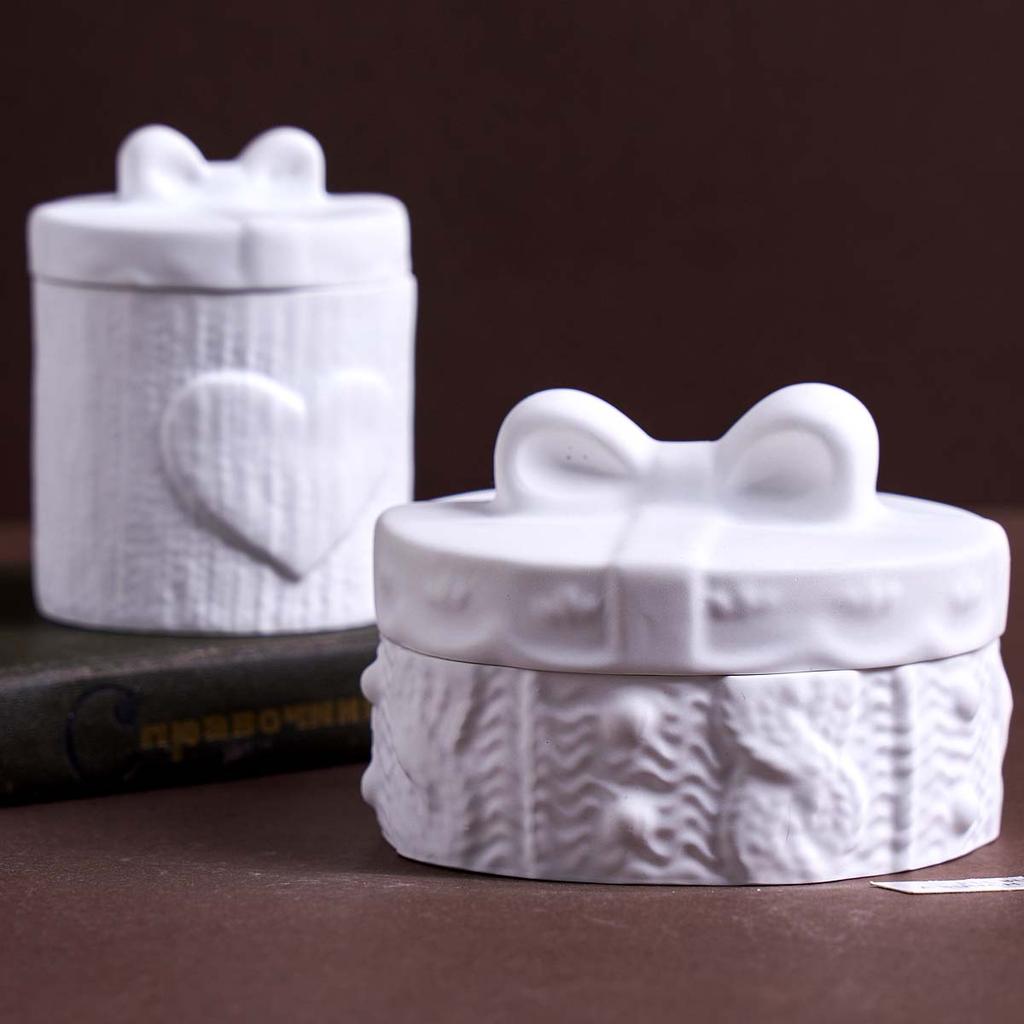 Christmas Candle Jar Silicone Mold DIY Heart Bow Shape Gift Storage Box Plaster Resin Craft Casting Molds Home Party Holiday Dec