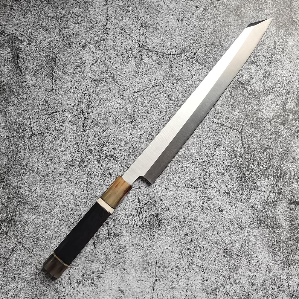 Coltello per Sashimi Lama a Filo Singolo Affilato Coltello da Chef per Affettare il Pesce Sushi Kiritsuke Coltelli da Cucina Giapponesi Manico in Ebano e Corno
