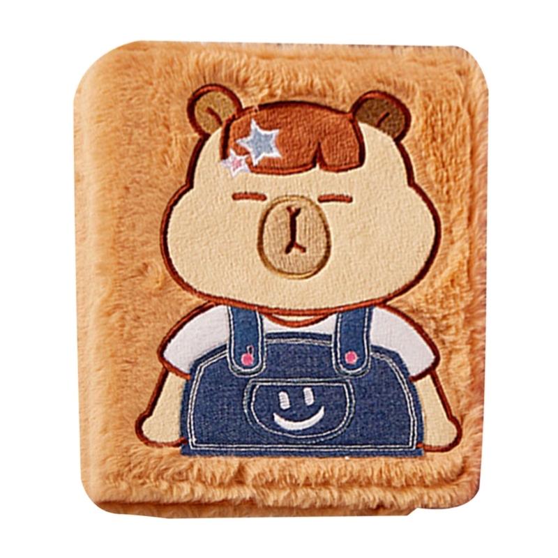 Soft Plush Card Storage Book Cute Capybaras Butter Bear Mini Photo Album 3Inch Picture Photocard Binder Card Sleeves