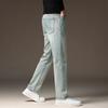 Zippered New Men's Jeans Light Business Straight Jeans Loose Casual Trousers