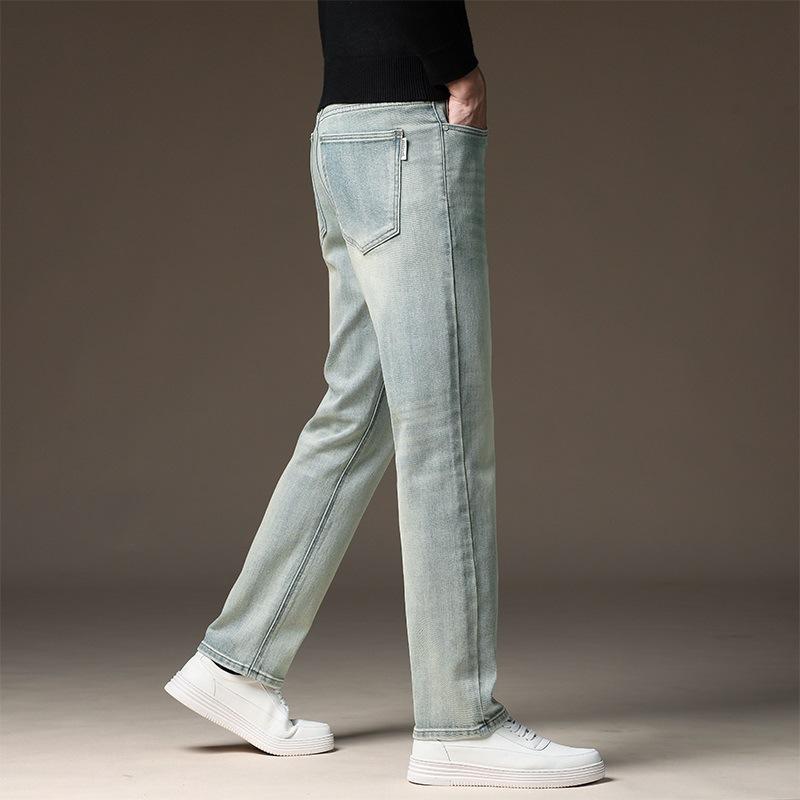 Zippered New Men's Jeans Light Business Straight Jeans Loose Casual Trousers
