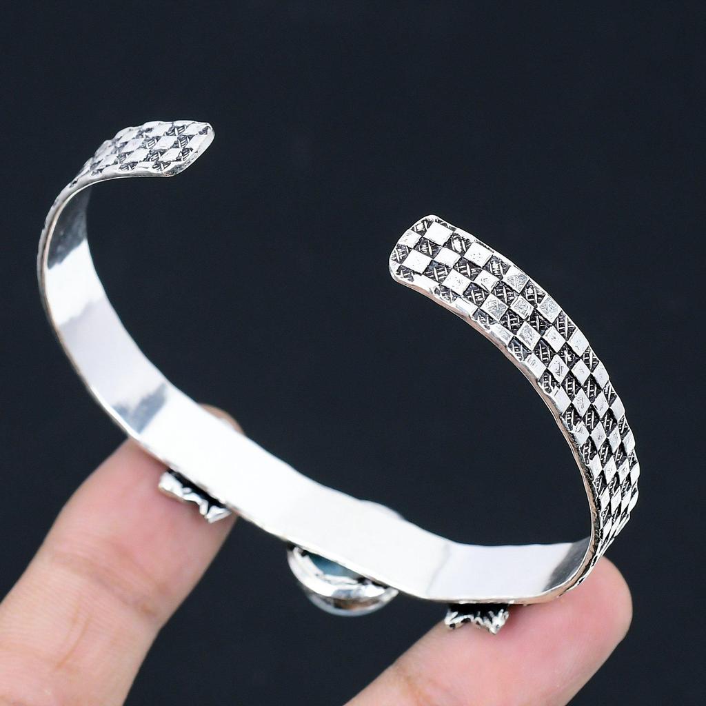 Sisters Day Deal Round Larimar Gemstone Boho Anniversary New Bangle 925 Silver