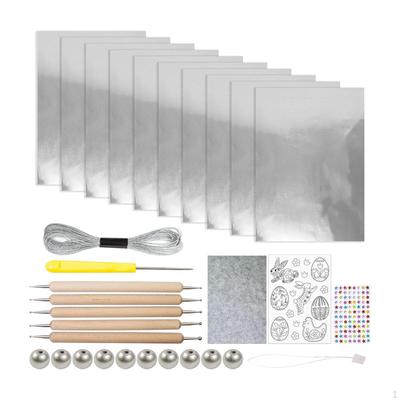Kit d'Art Foil Gaufré Feuilles d'Aluminium Épaisses avec Motif Thème Pâques Artisanat en Tôle Bricolage