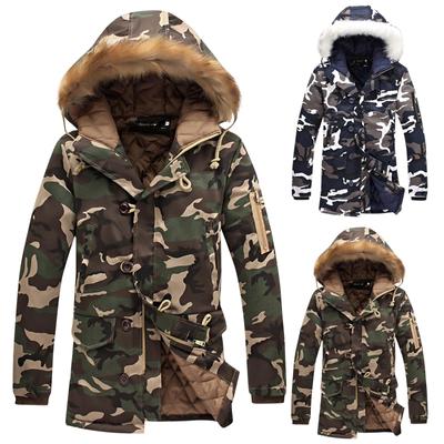 New Men's Loose Camouflage Thickened Hooded Casual Cotton Coat