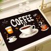 1Pcs Rubber Drying Mat With Retro Coffee Tableware For Coffee Shop Restaurant Kitchen Carpet Tableware Durable Diatom Mud Table Mat Pet Mat Coffeeware