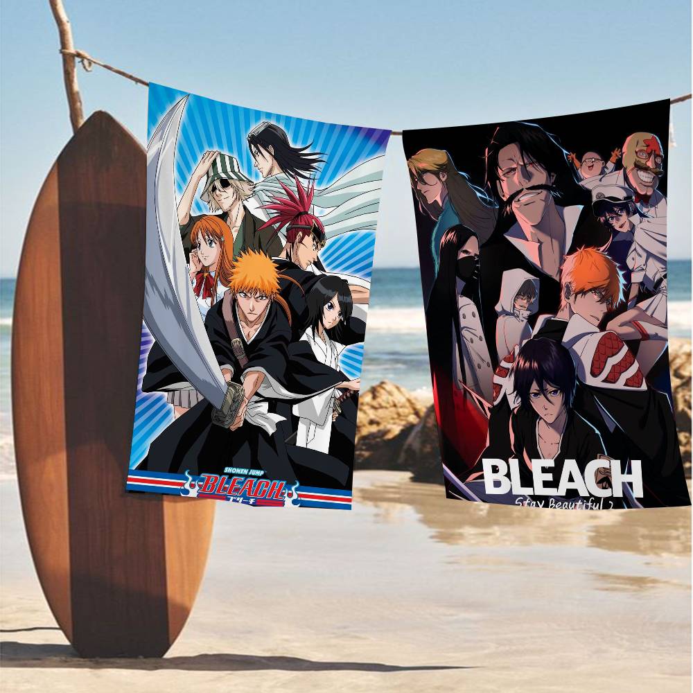 Anime B-Bleach Microfiber Blanket Quick Drying Beach Towels Oversized Printing Super Absorbent Pool Towel Blanket