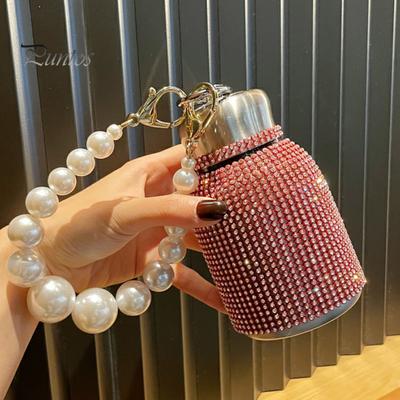 Insulated Flask 300ml Rhinestone Studded Tumbler Leak-proof 304 Stainless Mug Steel Heat Resistant for Office Travel
