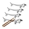 Uxcell 4 Pcs Zinc Alloy Dog Chopstick Rests for Countertop, Chopstick Spoon Fork Knife Stand, Tabletop Decoration, Silver