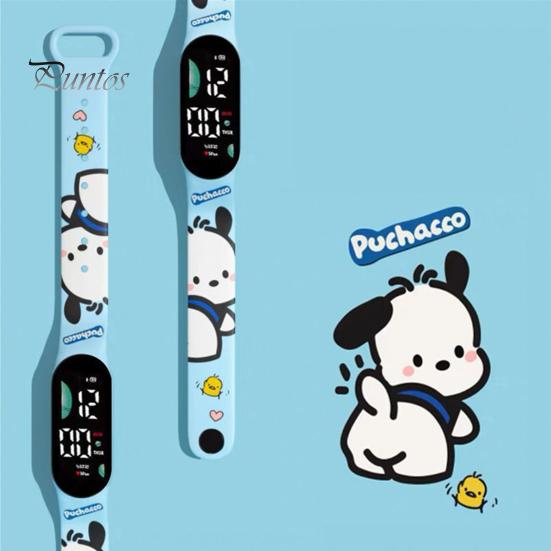 Children Digital Watch LED Cartoon Dog Print Adjustable Silicone Strap Clear Accurate Display Portable Students Unisex Wristwatch