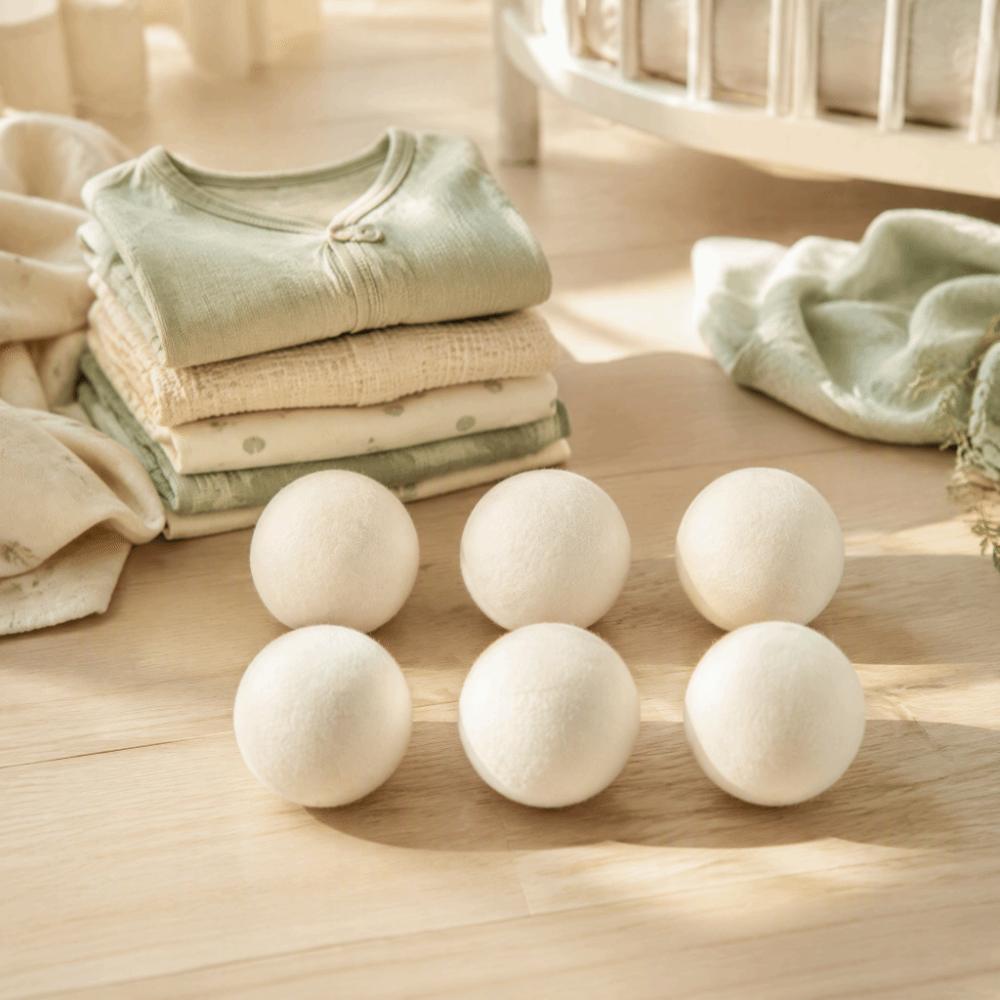 6pcs 4cm/1.6in Diameter Laundry Wool Balls Natural Fabric Softener Balls  For Drying Machine