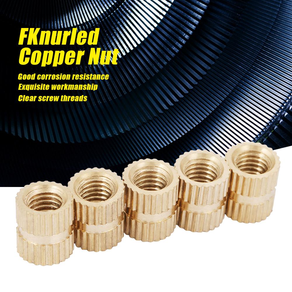 5mm Closed End Inlay Knurled Copper Nut Fastener Accessory Embedded Knurled Nut Set(M5*7)