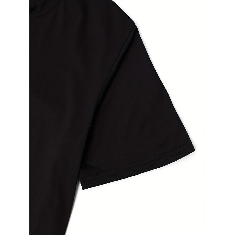 European Size Plus Size Casual T-shirt, Women's Plus Colorful Figure Print Short Sleeve Round Neck T-shirt