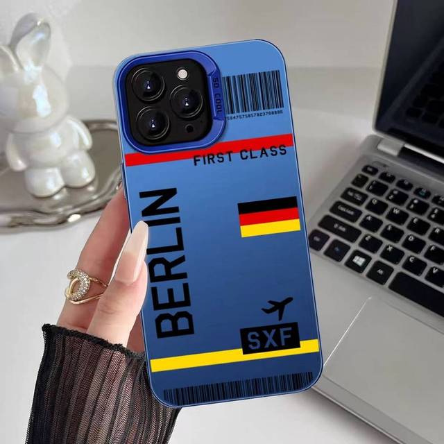 

Германия Билет на самолет Чехол для телефона для iPhone 16 15 14 13 12 11 Plus Pro Max многоцветный лазер Аврора Противоударный чехол iPhone11 нечетких нечеткая