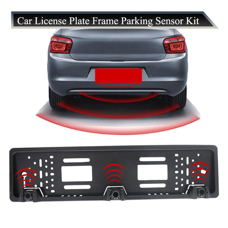 European Car License Plate Frame Car Rear View Camera Parking Sensor Kit Auto Reverse Radar Sensor Buzzer 12V Driving Reversing