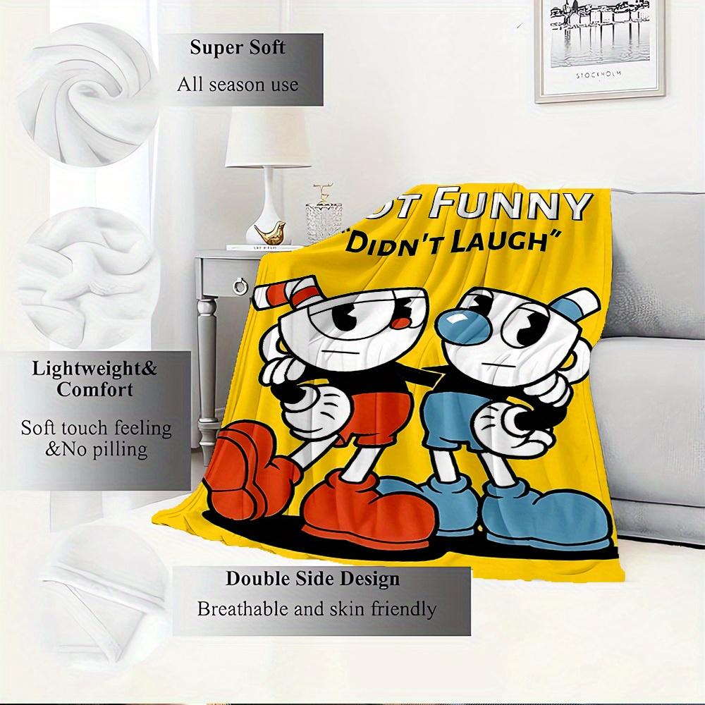 1pc Cuphead,Mugman,Minimalist Print Flannel Blanket Suitable for All Seasons, Perfect for Home, Travel, or Camping 28