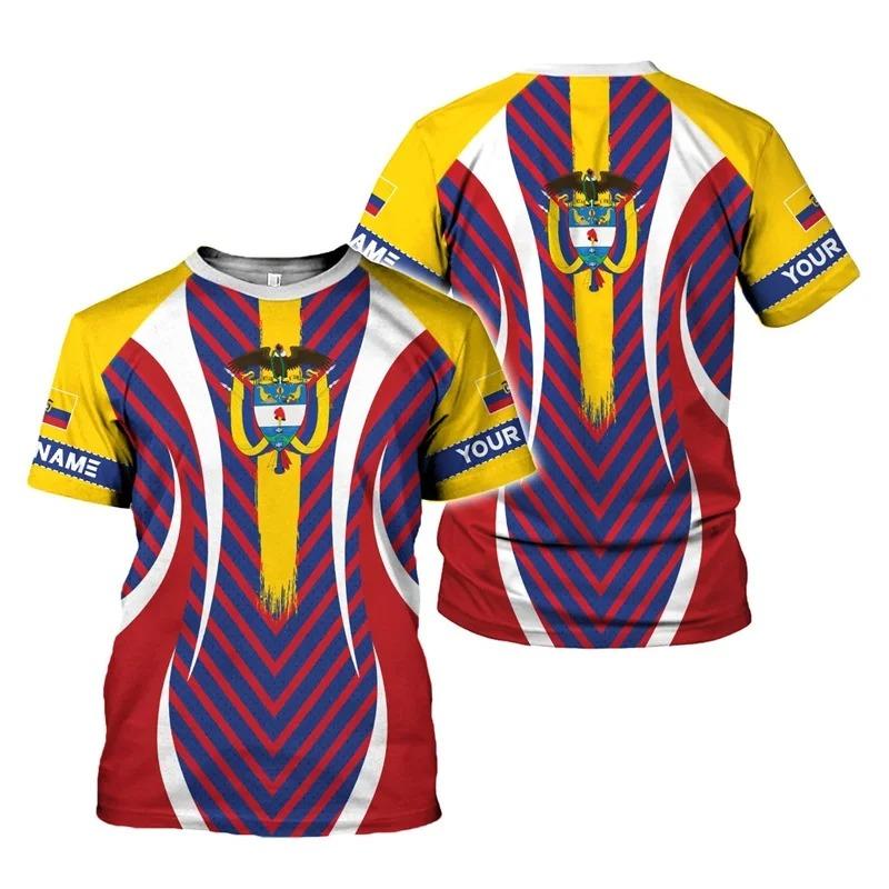 Full Print Colombia Flag Graphic Tshirts For Men New In Casual Crew Neck Short Sleeve T Shirt Streetwear Men's Oversized Tees
