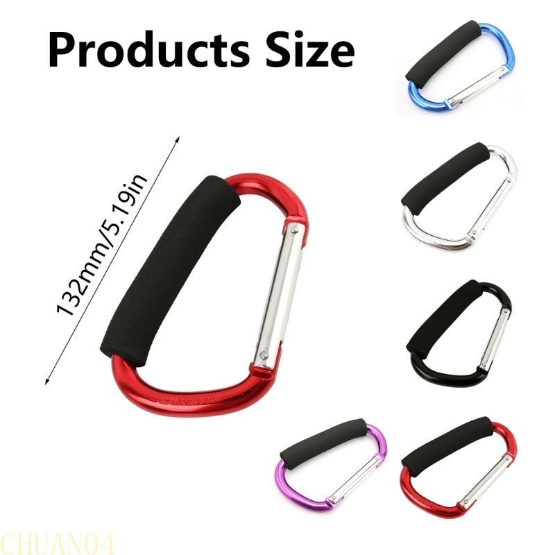 3Pcs Aluminum Alloy D-Shaped Carabiner Sponges Shopping Hook Large Stroller Clip Mountaineering Buckles - Shopping Cart Gripper