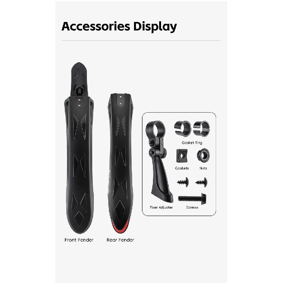 WEST BIKING Reflective Bicycle Fender High Toughness Bike Front Rear Mudguard For 26-27.5 Inch MTB Fenders Bike Accessories
